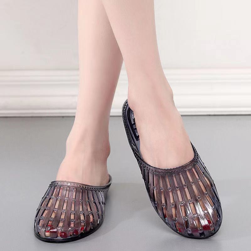 Modische Kristallschuhe,Damen Flache Hausschuhe,Outdoor Tragen Slip-on Jelly Slides,Weiches PVC,Rutschfestes Badezimmer-Tragen,ROSA,GOLD,LILA,Dropship