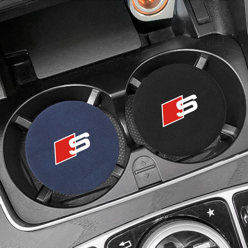 1pcs Suede Car Coaster Mat Water Cup Slots Non-Slip Pad for Audi C5 C6 C7 A4 B6 B8 B7 A6 A3 A5 Q3 Q5 Q7 8P  S3 S5 S1 S4 S2 RS3 RS4 RS5 RS6 RS8