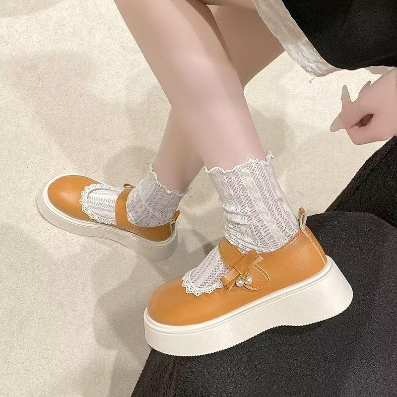 2025 spring and summer new Mary Jane small leather shoes for women, Korean versatile French with skirt soft-soled platform single shoes for women