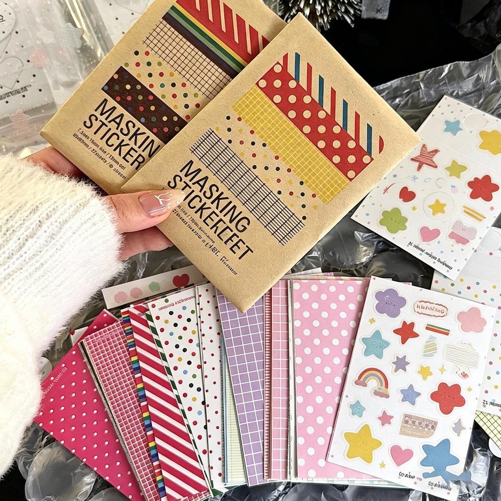27PC Mix Retro Polka Dot Ins Hand Account Sticker Card Packaging Hand Account Splicing Diy Decorative Korean Material Paper Gift