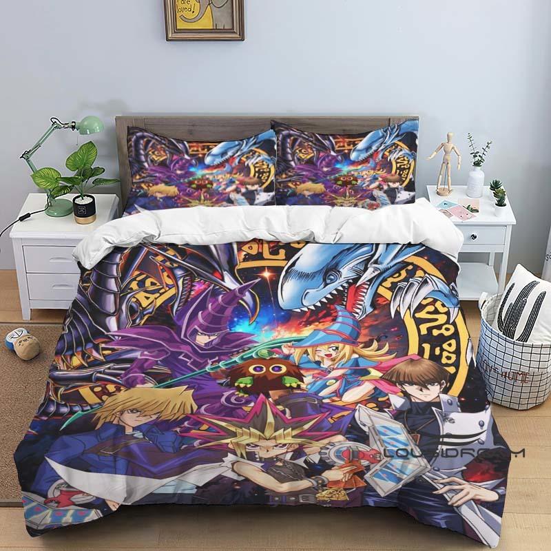 This three-piece cartoon-print (Yu-Gi-Oh!) bedding set—including one duvet cover and two pillowcases—makes for the perfect holid