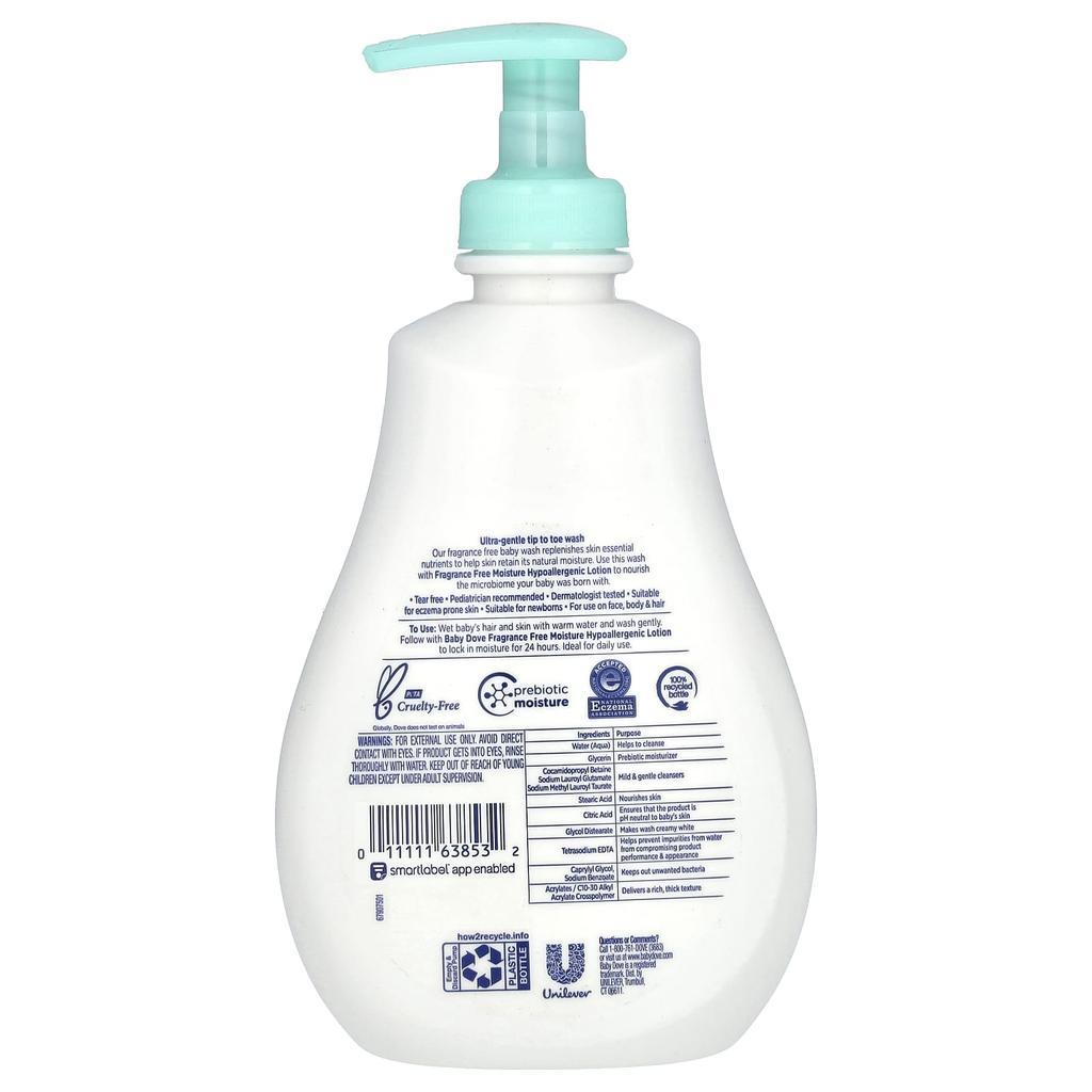 Baby, Sensitive Skin Care, Hypoallergenic Wash, Fragrance Free, 384 Ml (13 Fl Oz)