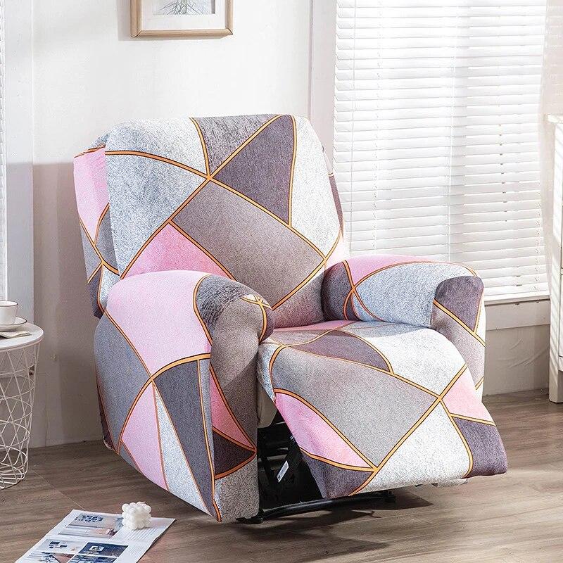 Printed Elastic Recliner Sofa Cover Soft Stretch Single Sofa Covers for Living Room Pets Kid Split Functional Lounger Chair Case
