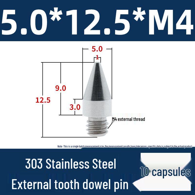 Stainless Steel External Thread Dowel Pin with Tapered/Round/Flat Head, Locating Column M3/M4/M5/M6