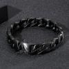 Kalen Black Cuban Link Men's Bracelet Gothic Style 15mm Thick Chain Stainless Steel Party Jewelry Simple Brushed Polished Gift