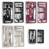 8/19/21Pcs Manicure Pedicure Set Stainless Steel Nail Clipper Cutter Kit Professional Nail File Scissors Ear Pick With Case