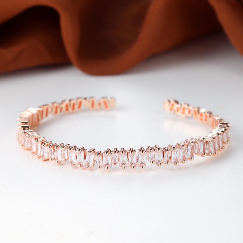 Hot sale shein inlaid zircon diamond full circle dislocation full diamond opening bracelet European and American personality