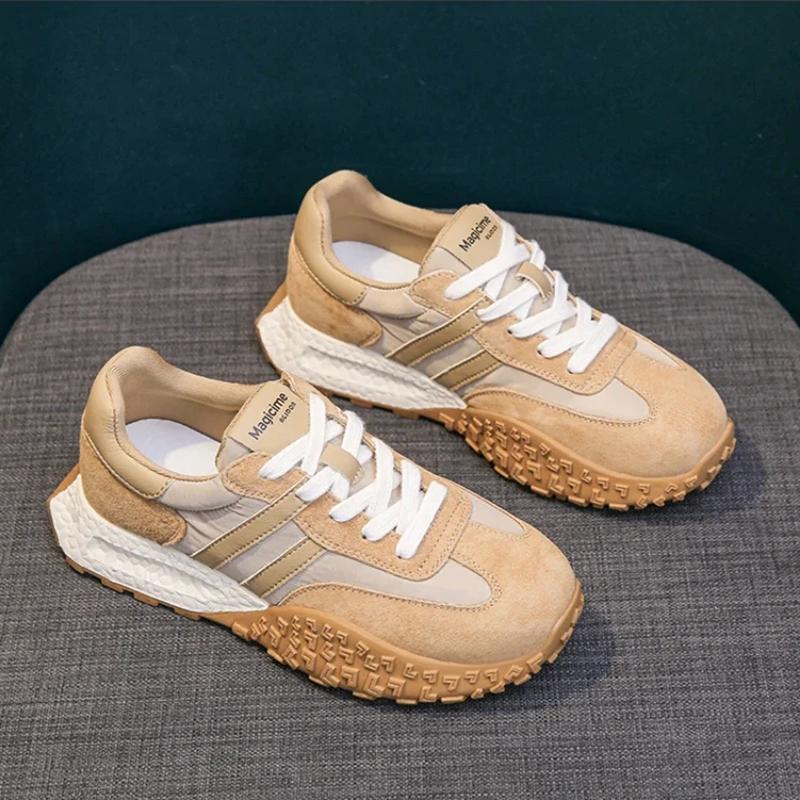 

New Fashion Sneakers Women s Comfortable Color Matching Wear-resistant Sports Shoes Non-slip Breathable Lace-up Thick Sole Shoes