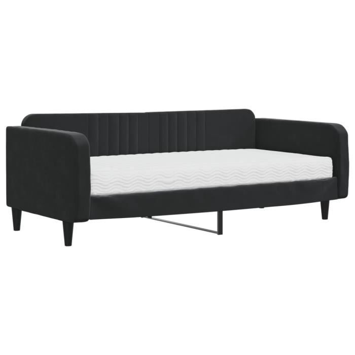 VidaXL Lit de jour avec matelas noir 100x200 cm velours 3197050