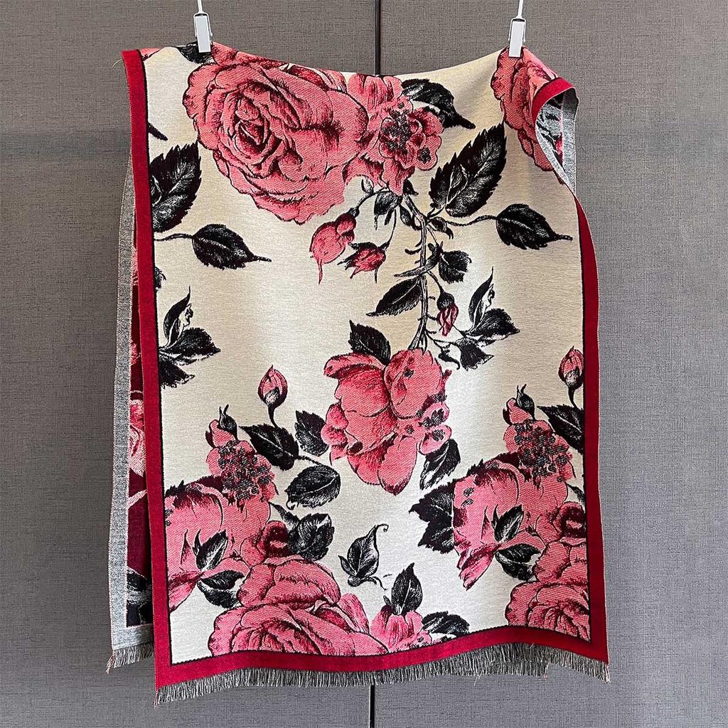 60 Colors Luxury Cashmere Women Retro Animal Plants Print Scarf Winter Warm Shawl And Wrap Bandana Pashmina Female Blanket