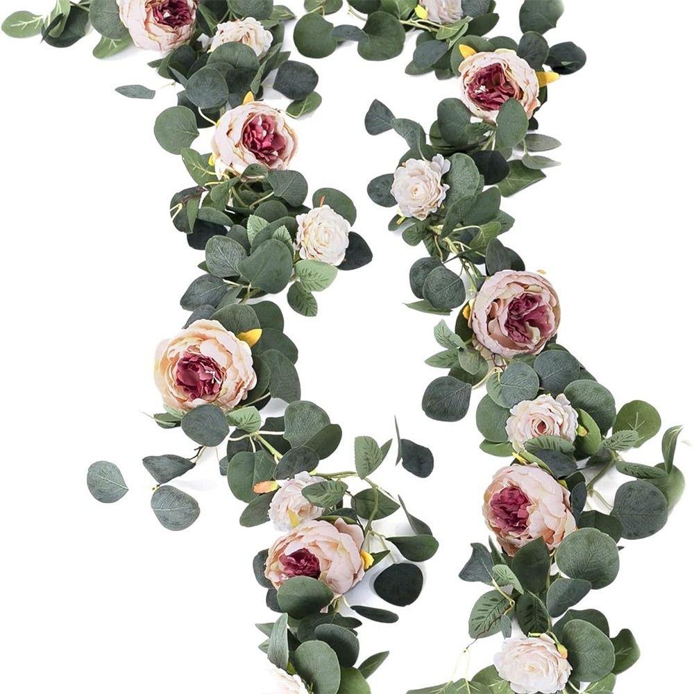 Green Eucalyptus Leaves Artificial Poeny Vine Plant Wall Decorative Flower Bar Decoration