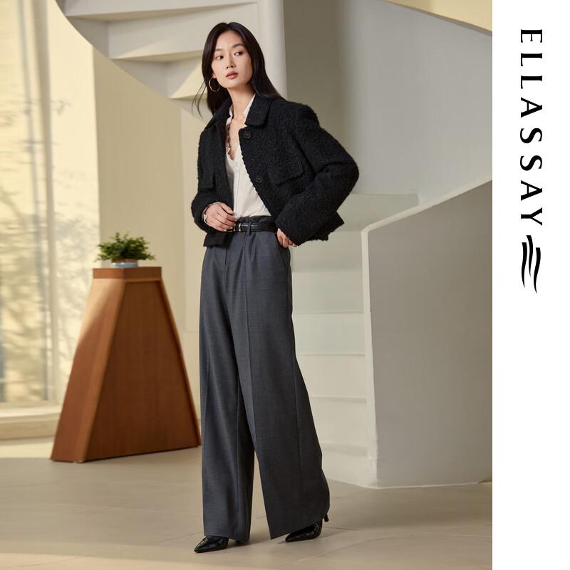 ELLASSAY Women's Cropped Lapel Wool Blend Coat