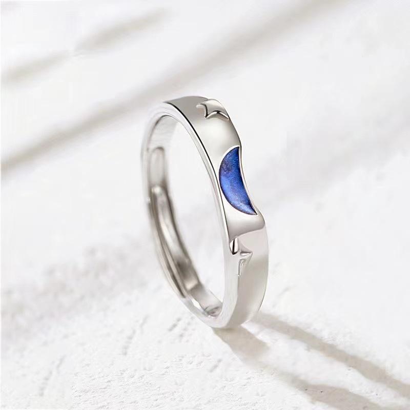 Sun Moon Stars Adjustable Couple Rings for Long-Distance Relationships