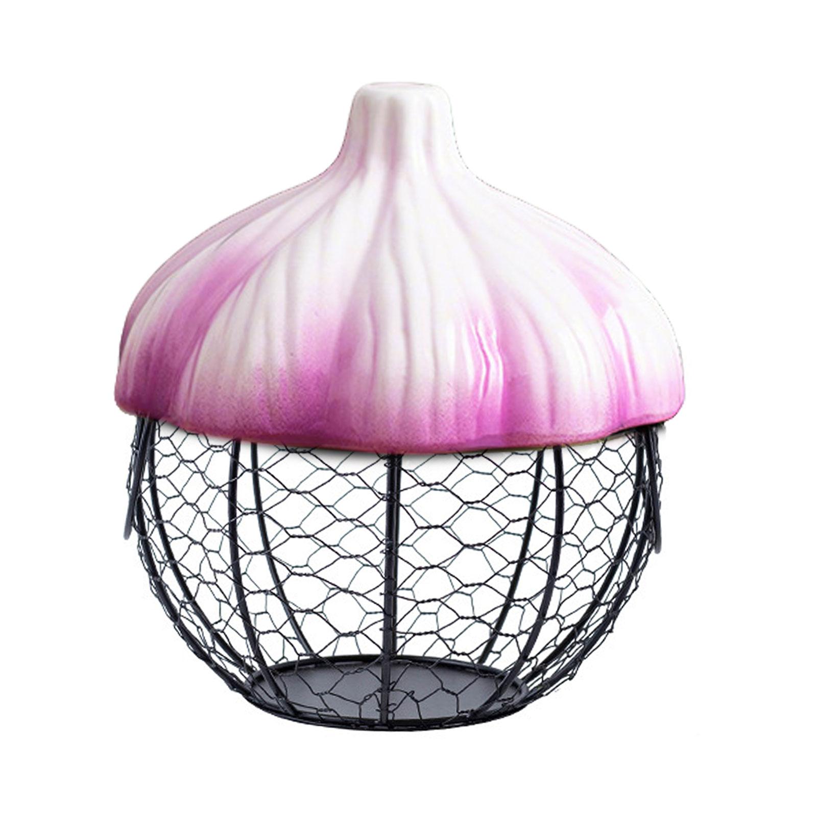 

Kitchen Supplies Ceramic Holder Fruit Basket for Garlic Ginger Egg Storage Basket Farmhouse Decor фіолетовий
