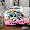 Custom Name Powerpuff Girls Adventure Flannel Blanket for Super Soft Cute Comfort Blanket for Travel Bedding Couch Sofa Blanket
