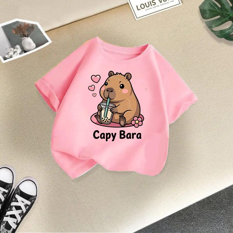 Children's Casual Short-sleeved T-shirt, Summer Boys' And Girls' Cute Capri Blouse