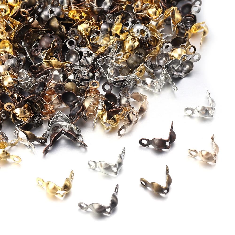 200pcs/lot Connector Clasp 4x7.5mm Crimp End Beads Calotte Fitting Ball Chain Buckle Components For Jewelry Making DIY Bracelets
