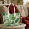 Green Floral Print Fashion Casual Tote Bag Daily Ladies Large Capacity Portable Shoulder Bag