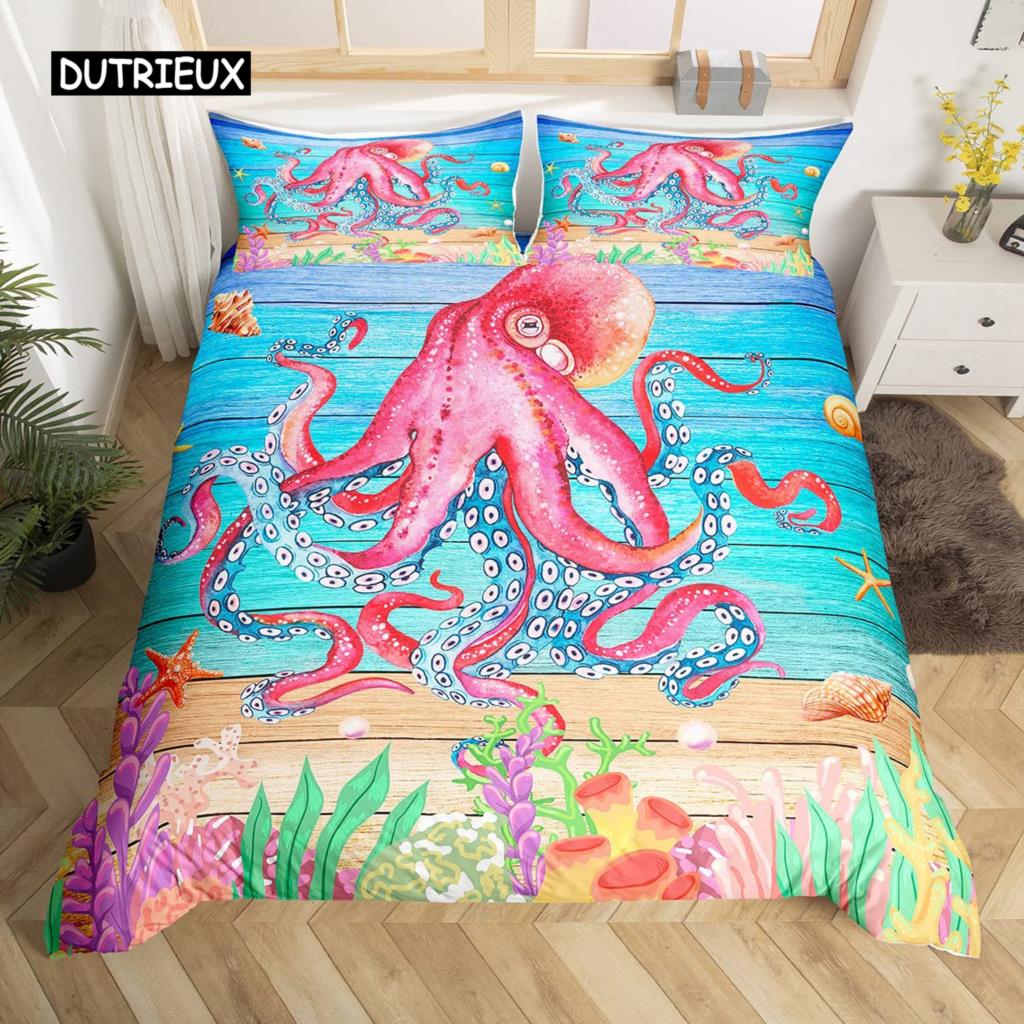 Sea Turtle Duvet Cover Twin Ocean Reptile Tortoise Comforter Cover Nautical Beach Bedding Set Microfiber Coastal Bedspread Cover