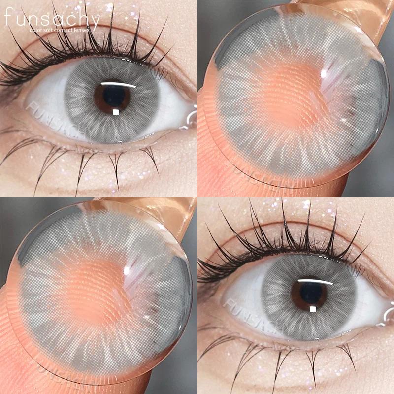 

FUNSACHY 1 пара цветных контактных линз для глаз Мягкие контактные линзы Зеленые линзы Голубые глаза Серые глаза Ежегодный макияж глаз Красивые зрачки