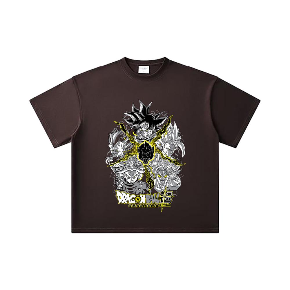 260 GSM Double Yarn 32 Count 100% Cotton Dragon Ball V49 Super Saiyan Print Unisex Heavy Cotton T Shirt