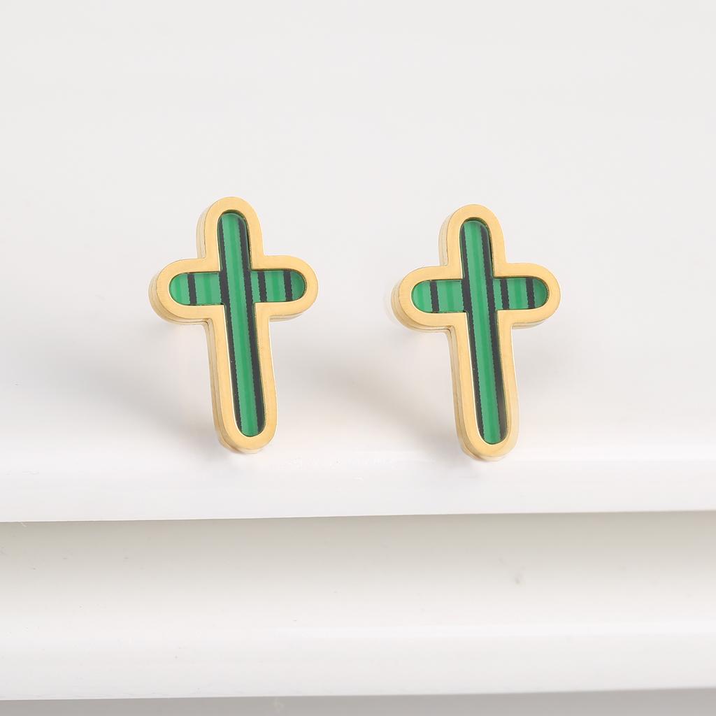 7 Colors New Design Cross Stainless Steel Classic Studs Earrings High Quality Minimalist Wedding Anniversary Woman Jewelry Gift