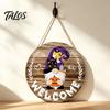 Decorative Hanging Sign for Home Decor DIY Wooden Gnome Welcome Front Door, Rustic Wall Porch with Lanyard, Plaque Farmhouse Entryway Ornament Outdoor