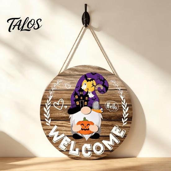 Decorative Hanging Sign for Home Decor DIY Wooden Gnome Welcome Front Door, Rustic Wall Porch with Lanyard, Plaque Farmhouse Entryway Ornament Outdoor