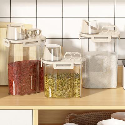 Contenedor de almacenamiento de arroz, frasco sellado de grado alimenticio, diseño de asa libre de BPA, a prueba de polvo, contenedor transparente para cereales, contenedor para harina