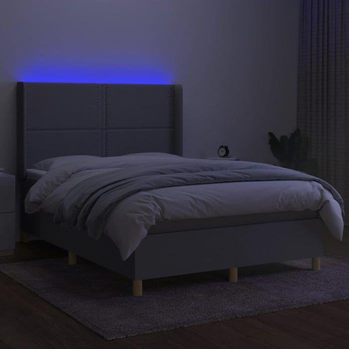 VidaXL Sommier à Lattes de Lit avec Matelas et LED, Lit Rembourré, Lit Double, Lit Adulte de Chambre à Coucher Intérieur, 3138789