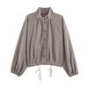 Womens Plaid Oversized Coat Casual Chic Outerwear Loose Fit Stand Collar Long Sleeve