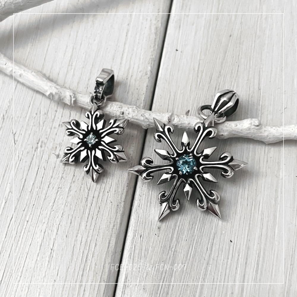 Snowflake Silver 925 Pendant Necklace with Zirconia cooldust [FUNKOUTS] FCN-007