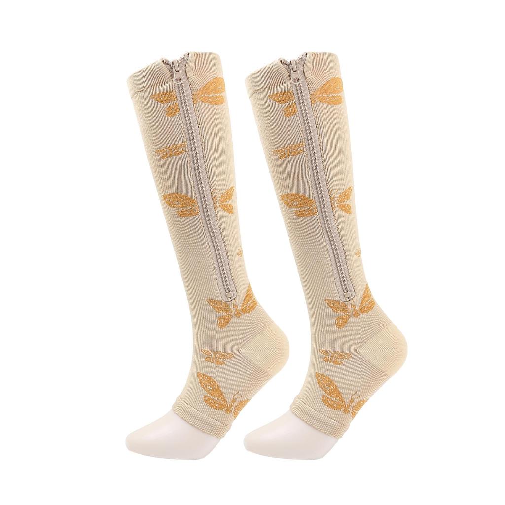 Kompresní ponožky na zip po stehna Design na zip bez prstů Kompresní punčochy pro muže a ženy Vysoce kvalitní nylonová tkanina