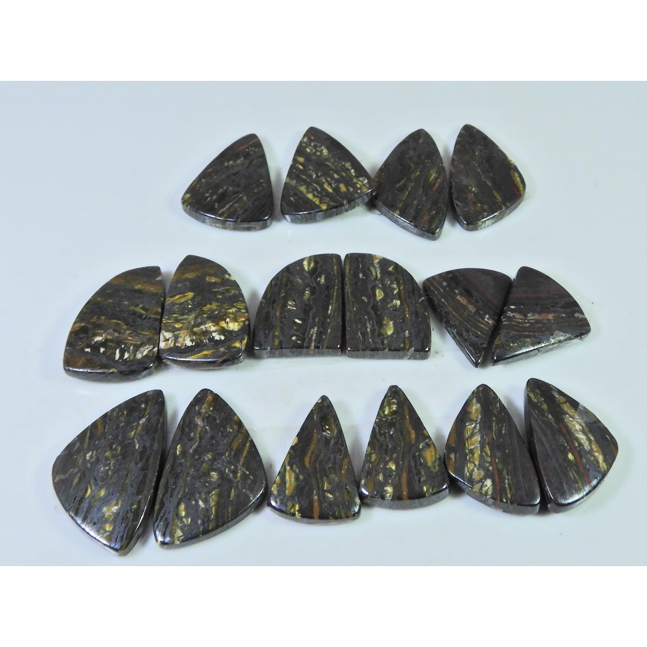 

189Cts. Natural Iron Tiger Matched Pair Fancy Cabochon Gemstone 08 Pair Lot C-372