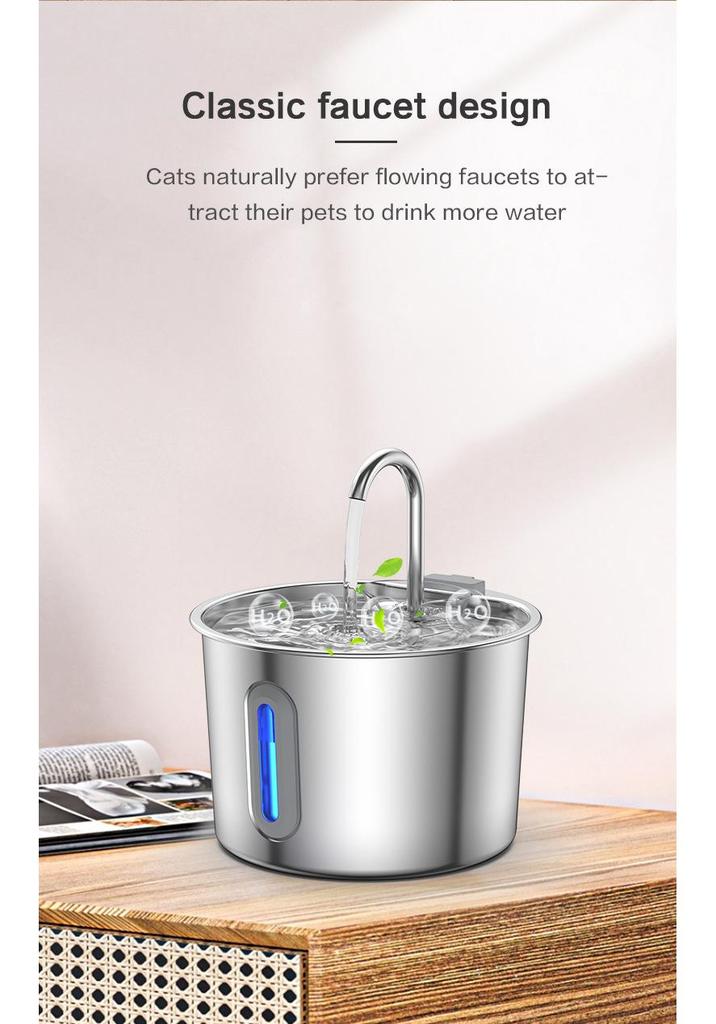 Smart Automatic 304 Stainless Steel Pet Water Fountain for Cats - Silent Dispenser