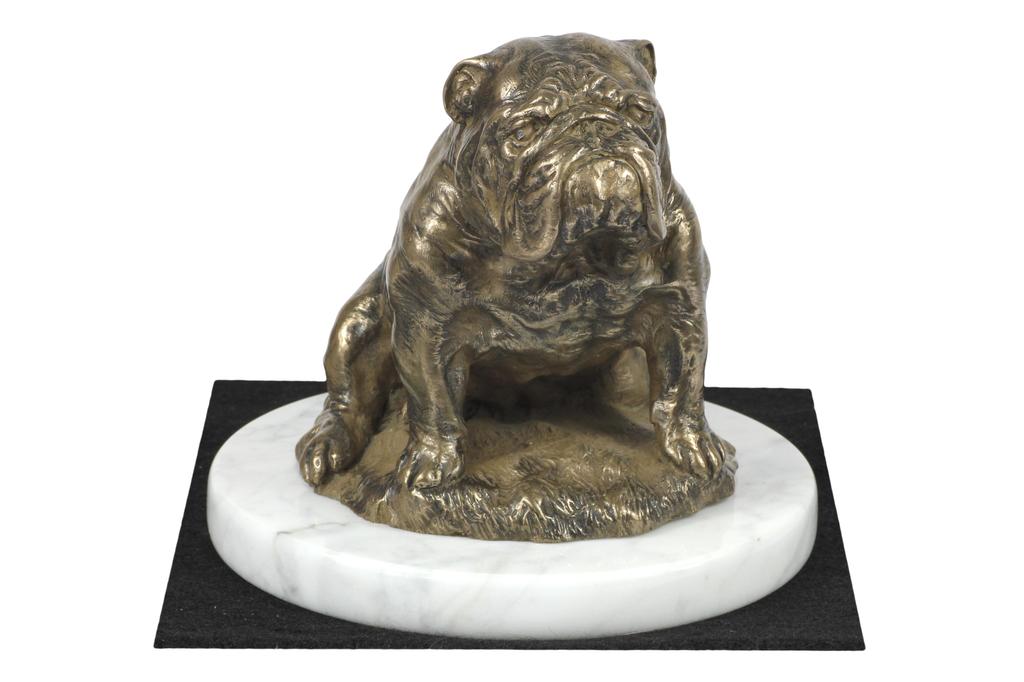 Bulldog III - Dog Figurine, Statue On White Marble, Trophy for Art-Dog Dog Show Exhibition
