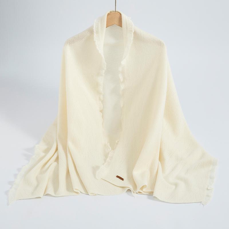 Women 100% Pure Cashmere Knit Shawl Fringe Detail Lightweight Soft Cozy Wrap Fashion Casual Scarf All Season Accessory