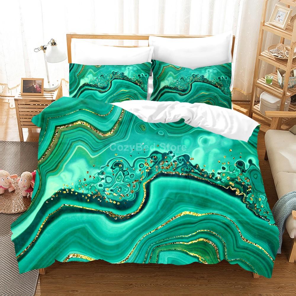 White Gold Marble Pattern Bedding Set Modern 3d Duvet Cover Sets Comforter Bed Linen Twin Queen King Single Size Fashion Luxury