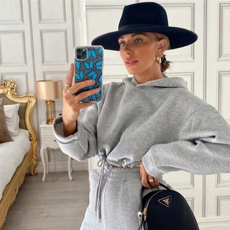 

Модный тренд женская одежда с длинными рукавами спортивный повседневный костюм комплект из двух предметов XL