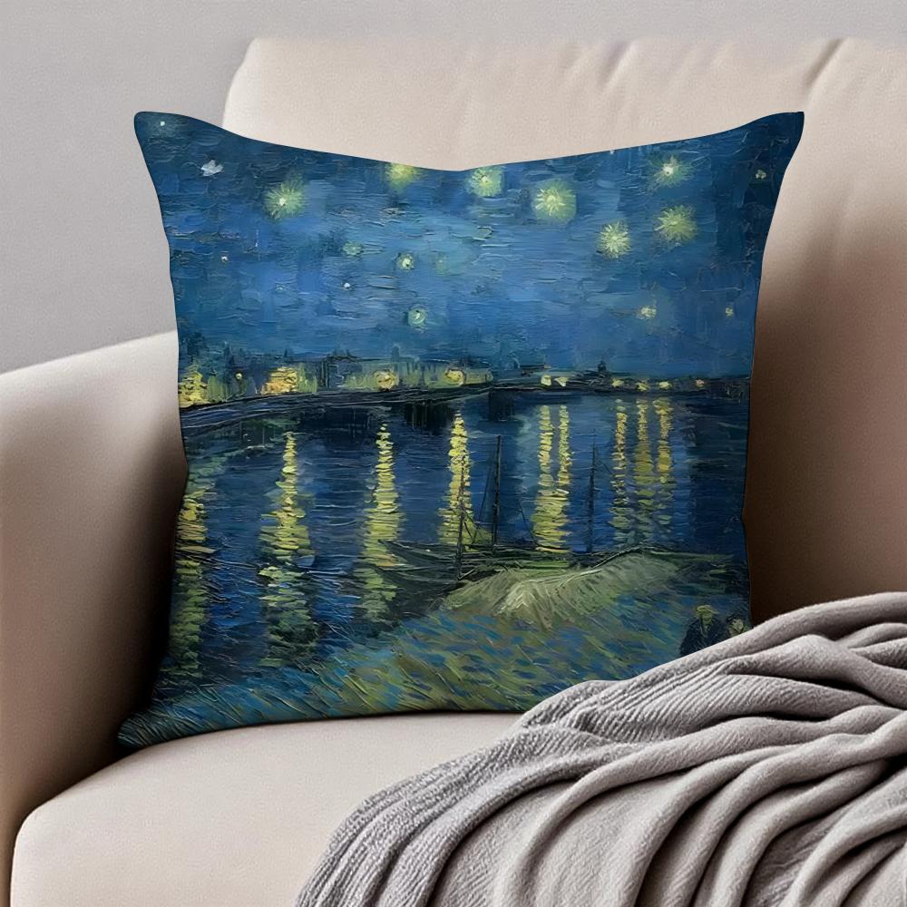 Post Impressionism VVincent Willem van Gogh Cushion Cover Pillowcase Antidustmite Invisible Zipper Short Plush Sofa Cushion