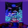 Fluorescent Tapestry UV Tree of Alien Life Purple Mushroom Fluorescent Tapestry Home Room Cloth Tapestry