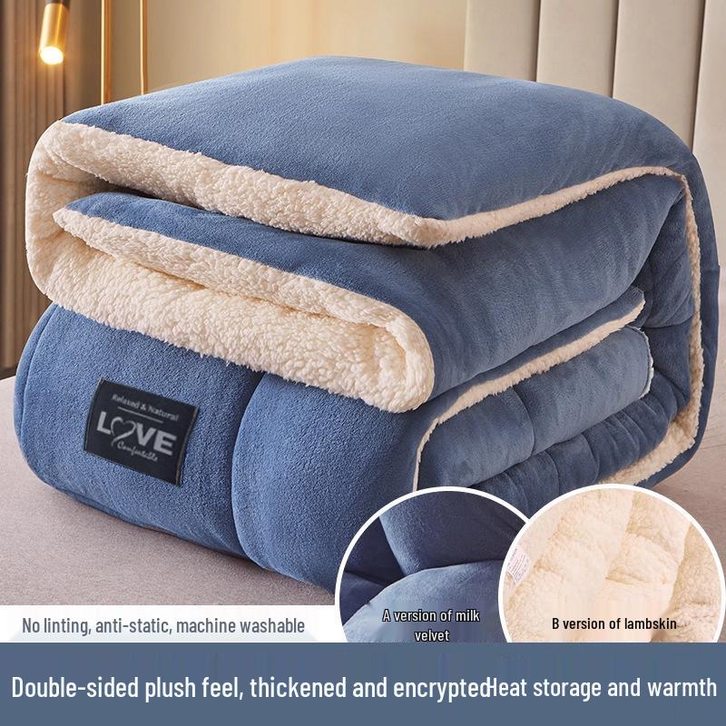 Thick Coral Fleece Blanket for Winter - Soft Velvet Quilt for Dorm, Nap, Sofa Use
