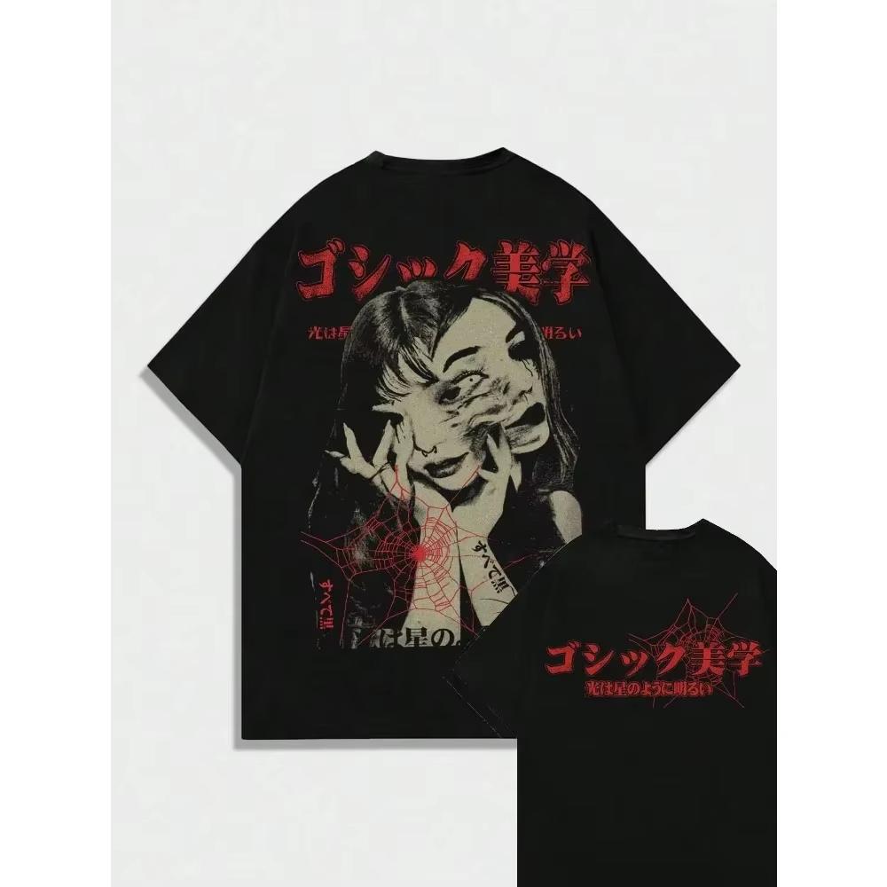 Japan Anime Graphic Cotton T-shirt Unisex Men Women Luxury Fashion Brand Big Size Top Casual Short Sleeve Streetwear Tee S-3XL