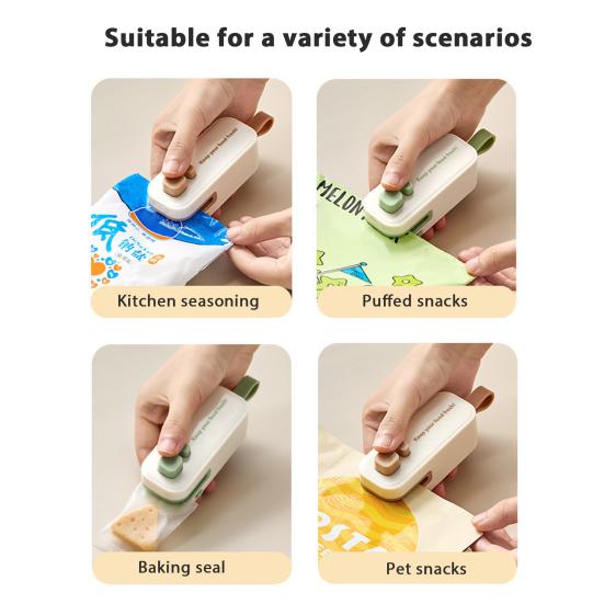 Mini Bag Sealer Rechargeable 2-in-1 Heat Sealer with Cutter Portable Sealing Machine for Plastic Bags Kitchen Sealant Device