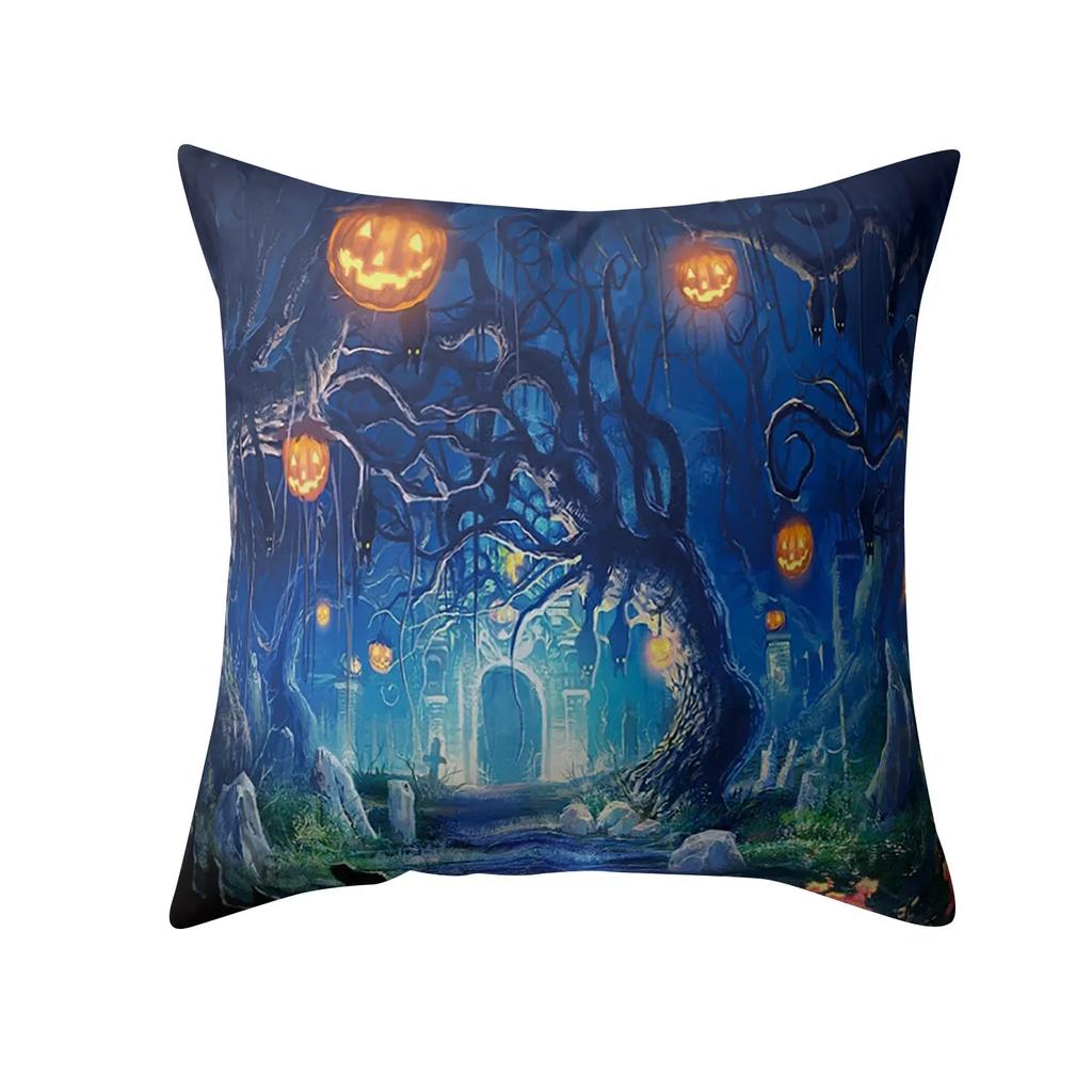 Halloween Horror Pumpkin Print Pattern Cushion Cover For Home Living Room Sofa Decoration Square Polyester Pillowcase