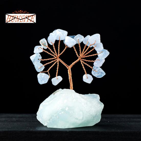 Barevná ozdoba stromu z přírodního kamene se základnou, strom peněz s pozitivní léčivou energií