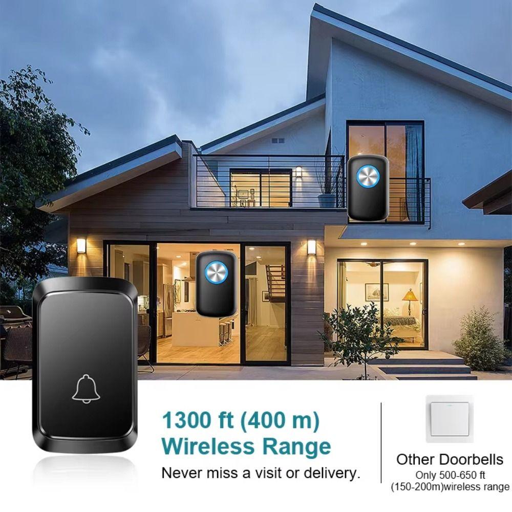 60 Chimes Wireless Doorbell 300M Range Welcome Doorbell Door Chime Kit  Indoor Outdoor Use
