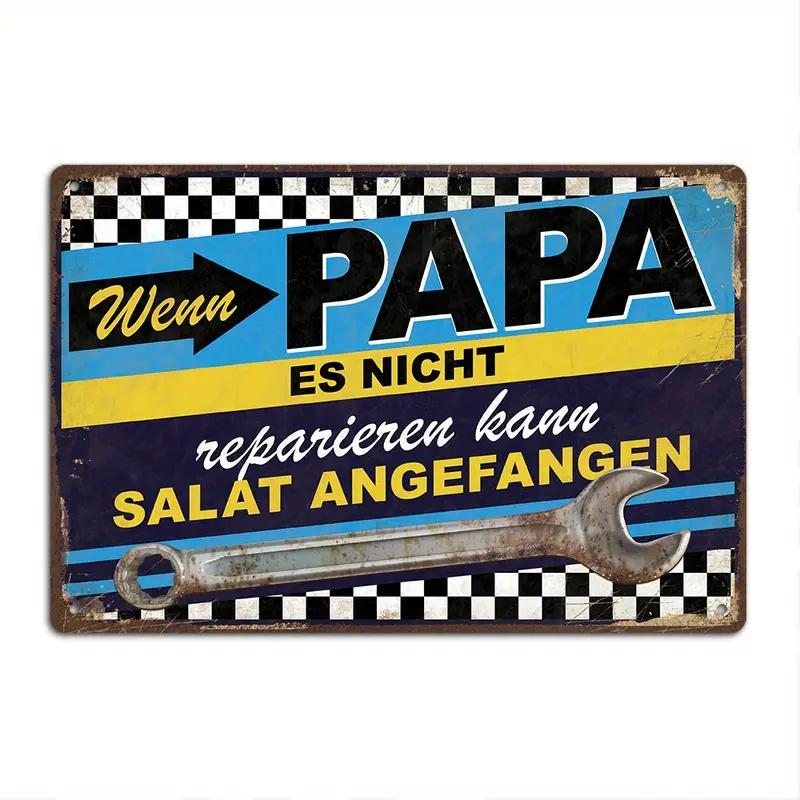 German Vintage Garage Tool Phrases Metal Sign,Retro Decorative Plaque, Home Wall ,Studio Room Man Cave Workshop Industrial Decor