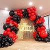 142-Piece Red & Black Balloon Arch Kit for Weddings, Graduations, Birthdays, Anniversaries, and Background Decorations.