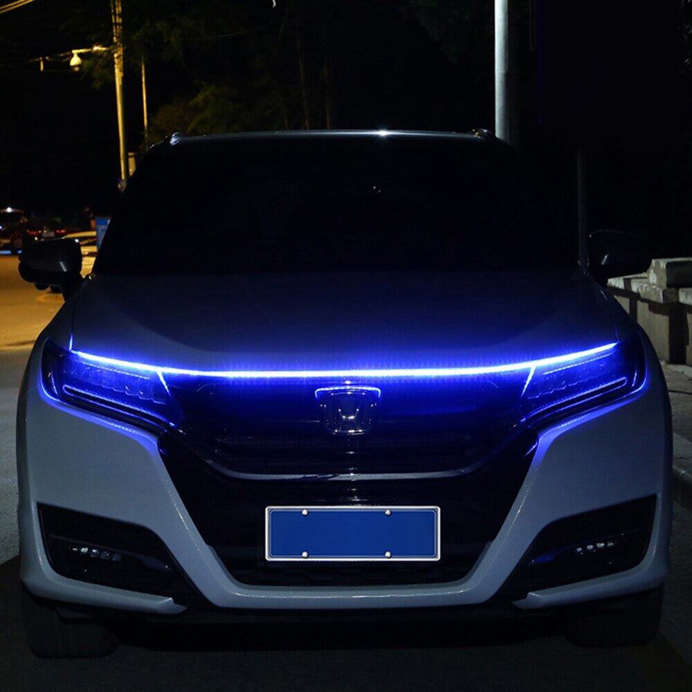Car Universal Engine Hood Guide Decorative Light Bar 150cm Flexible DRL LED Strip Daytime Running Light Waterproof LED